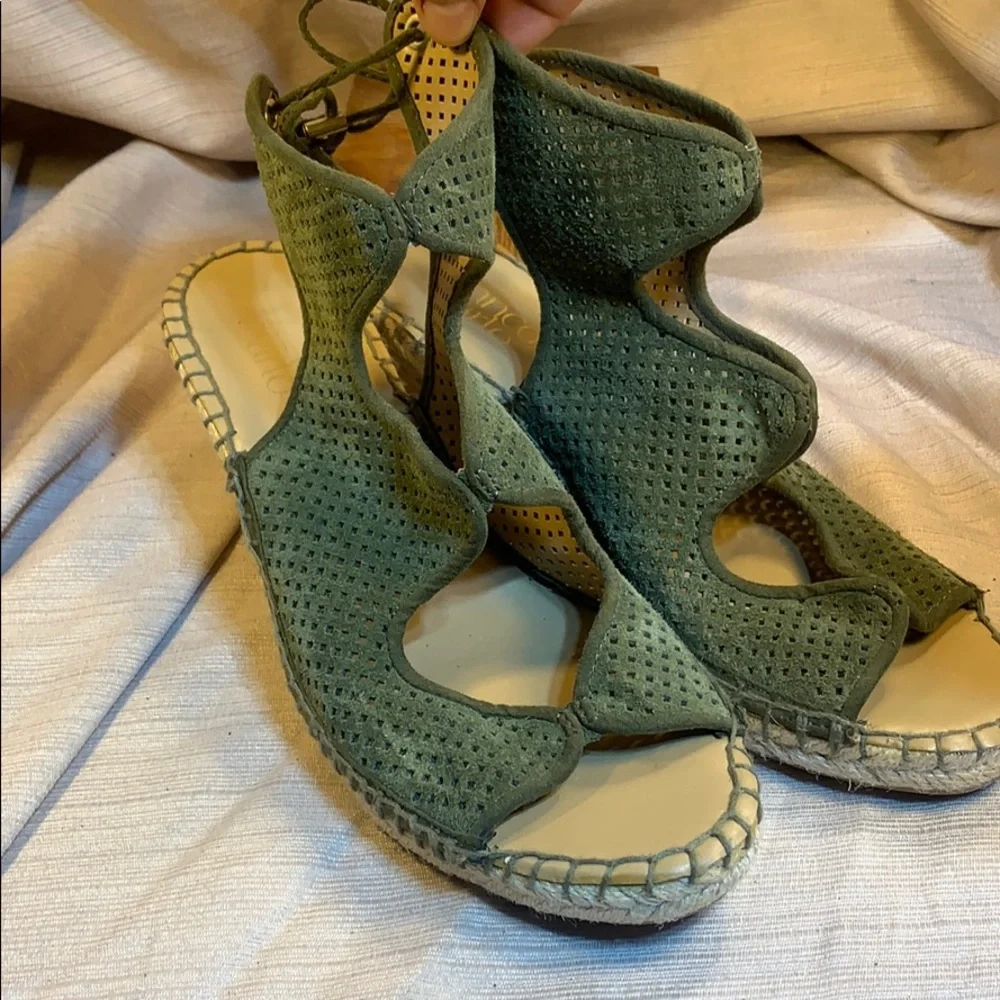 Franco Sarto soft leather espadrilles w/ankle ties